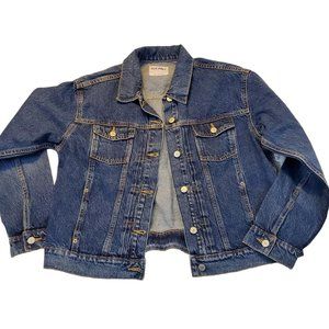 Old Navy Jacket Womens Size Large Blue Dark Denim Jean Classic Truckers NEW NWT